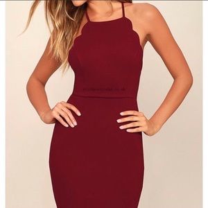 Lulus scalloped burgundy dress
